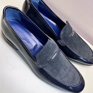 Calvin Klein Black and Gray Slip-On Loafers